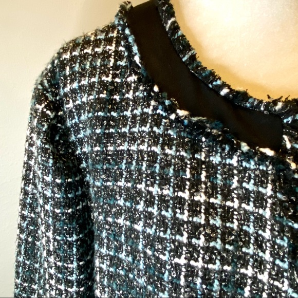 SOLD - BNWT Ann Taylor Framed Tweed Topper Coat - Size XXL - Blue Black - Picture 4 of 8